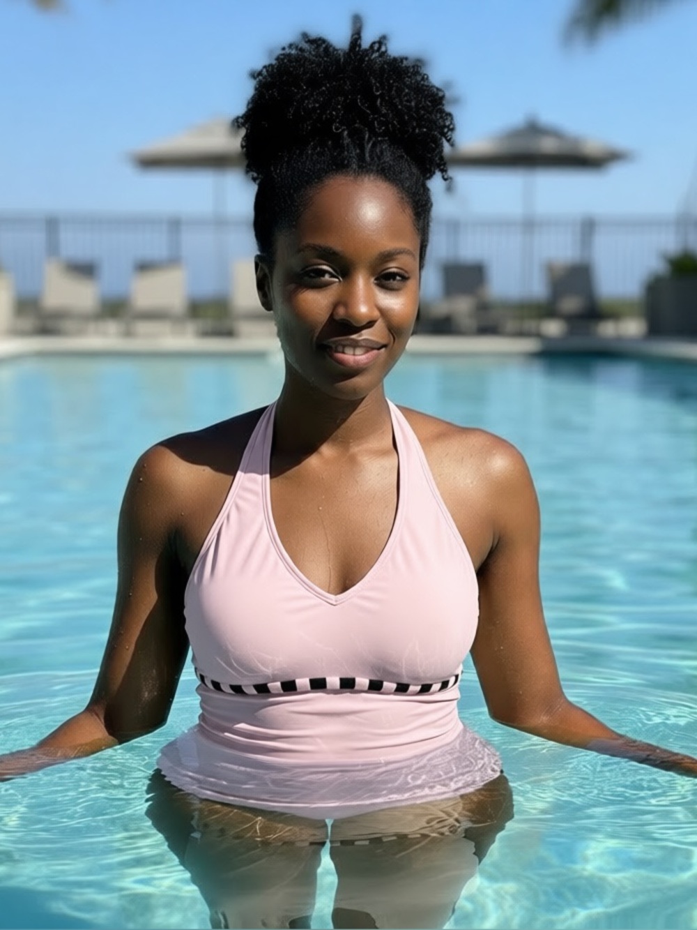 Light Pink Halter Tankini Top - Women’s M